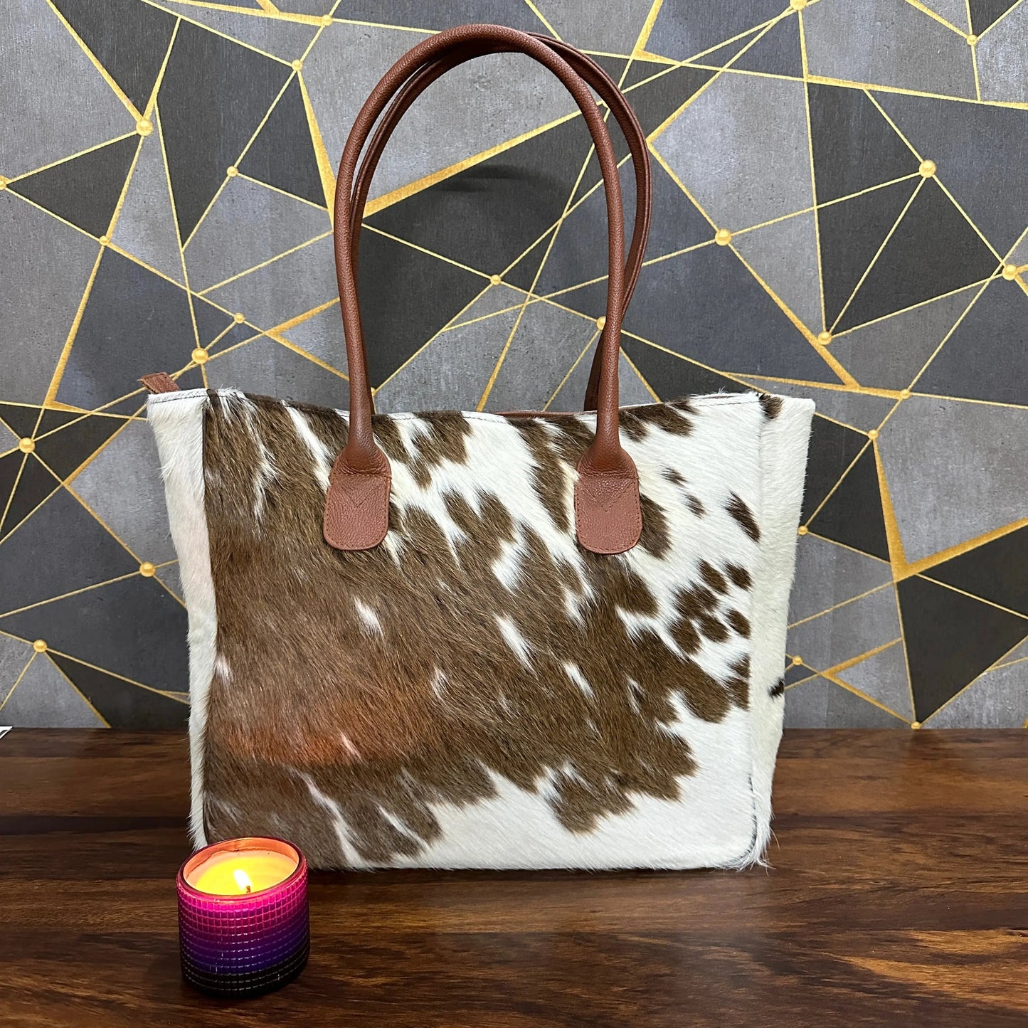 Premium Handmade Cowhide Leather Tote – Durable, Stylish & One - of - a - Kind | Handmade Natural Cowhide Tote Bag – Genuine Leather & Unique Hide Patterns - Cowhide Kingdom