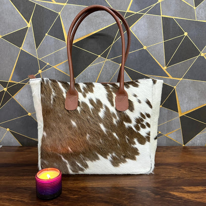 Premium Handmade Cowhide Leather Tote – Durable, Stylish & One - of - a - Kind | Handmade Natural Cowhide Tote Bag – Genuine Leather & Unique Hide Patterns - Cowhide Kingdom