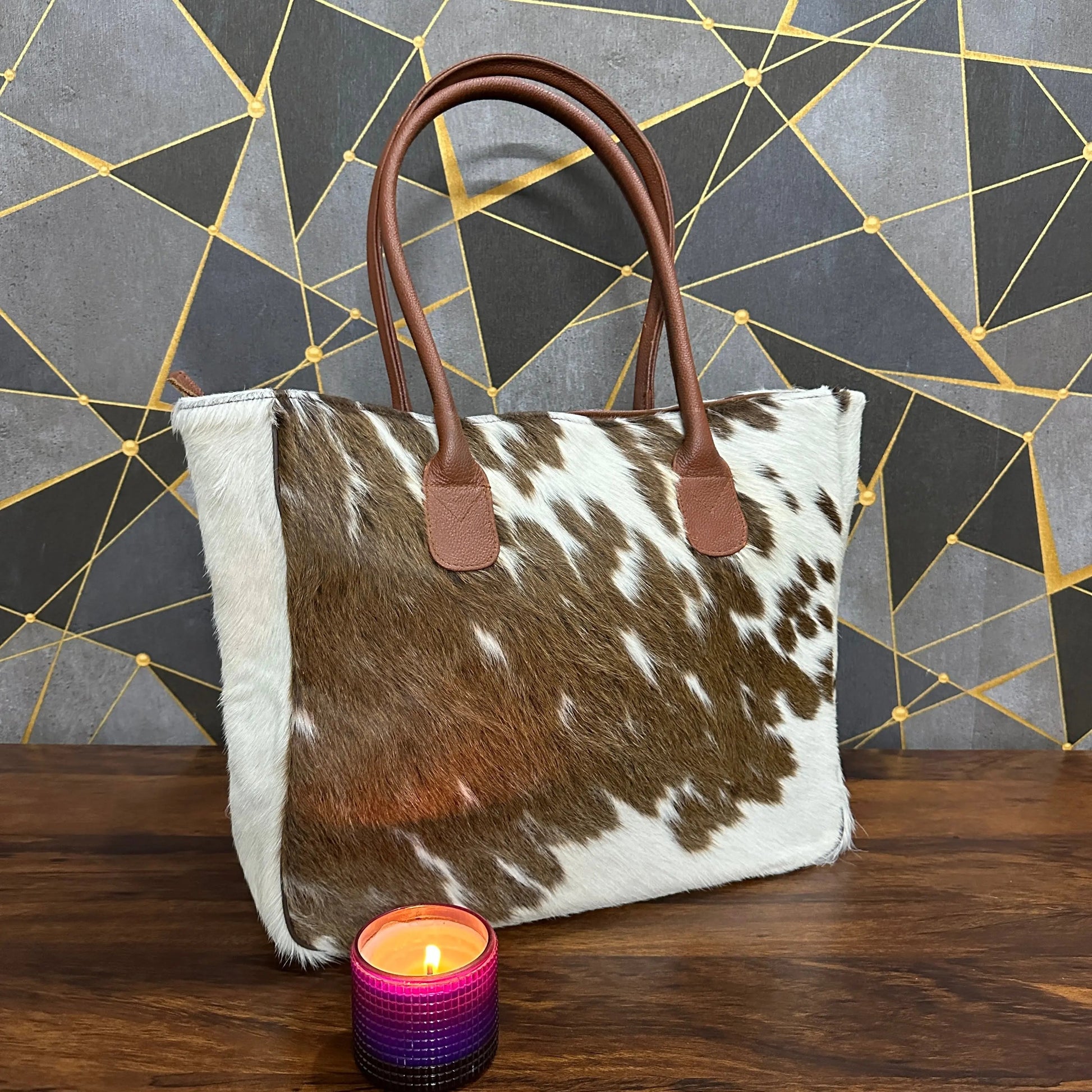 Premium Handmade Cowhide Leather Tote – Durable, Stylish & One - of - a - Kind | Handmade Natural Cowhide Tote Bag – Genuine Leather & Unique Hide Patterns - Cowhide Kingdom