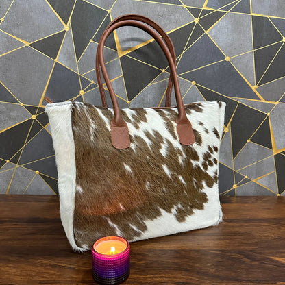 Premium Handmade Cowhide Leather Tote – Durable, Stylish & One - of - a - Kind | Handmade Natural Cowhide Tote Bag – Genuine Leather & Unique Hide Patterns - Cowhide Kingdom