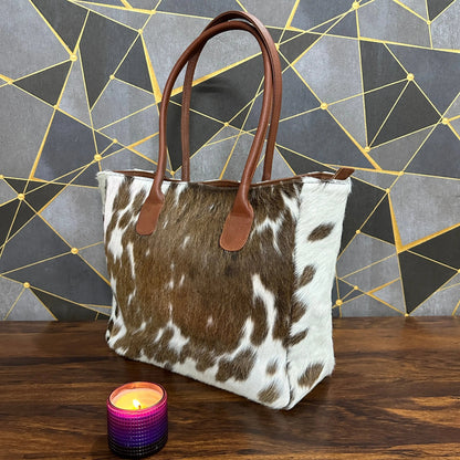 Premium Handmade Cowhide Leather Tote – Durable, Stylish & One - of - a - Kind | Handmade Natural Cowhide Tote Bag – Genuine Leather & Unique Hide Patterns - Cowhide Kingdom