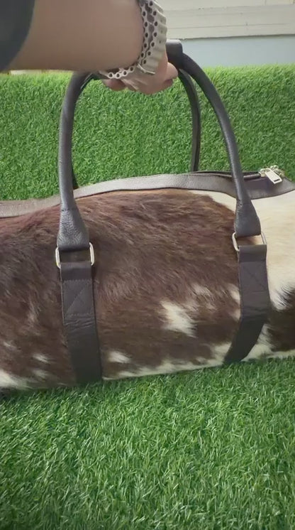 360 veiw of cowhide duffel bag