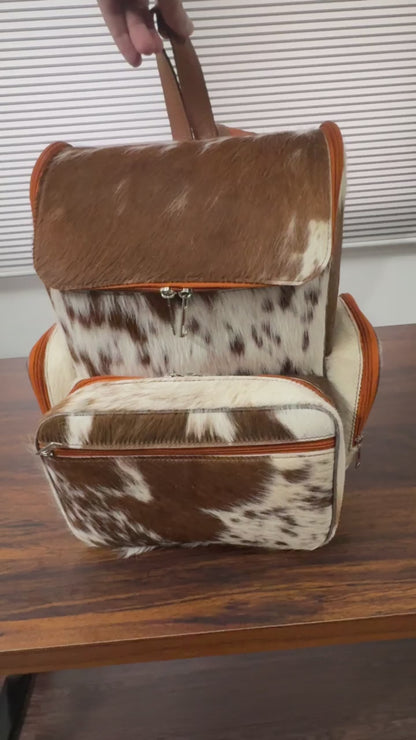 Cowhide diaper backpack