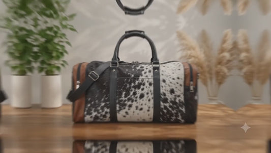 Large Cowhide Duffel Bag – Exact Bag Shown | Handmade Hair-On Hide Travel Bag | Free Shipping
