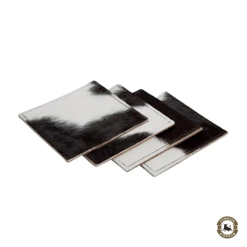 Real Cowhide Coaster Set – Authentic Cow Skin Table Protectors for Farmhouse Living | Authentic Cowhide Round Coasters – Handmade Natural Cow Skin Coaster Set for Home - Cowhide Kingdom