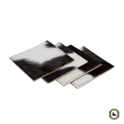 Real Cowhide Coaster Set – Authentic Cow Skin Table Protectors for Farmhouse Living | Authentic Cowhide Round Coasters – Handmade Natural Cow Skin Coaster Set for Home - Cowhide Kingdom