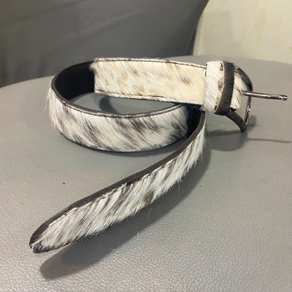 xtra Wide Genuine Cowhide Leather Belt – Handmade Tricolor Hair-On Hide Unisex Belt for Men & Women | See Your Belt Before Free Shipping
