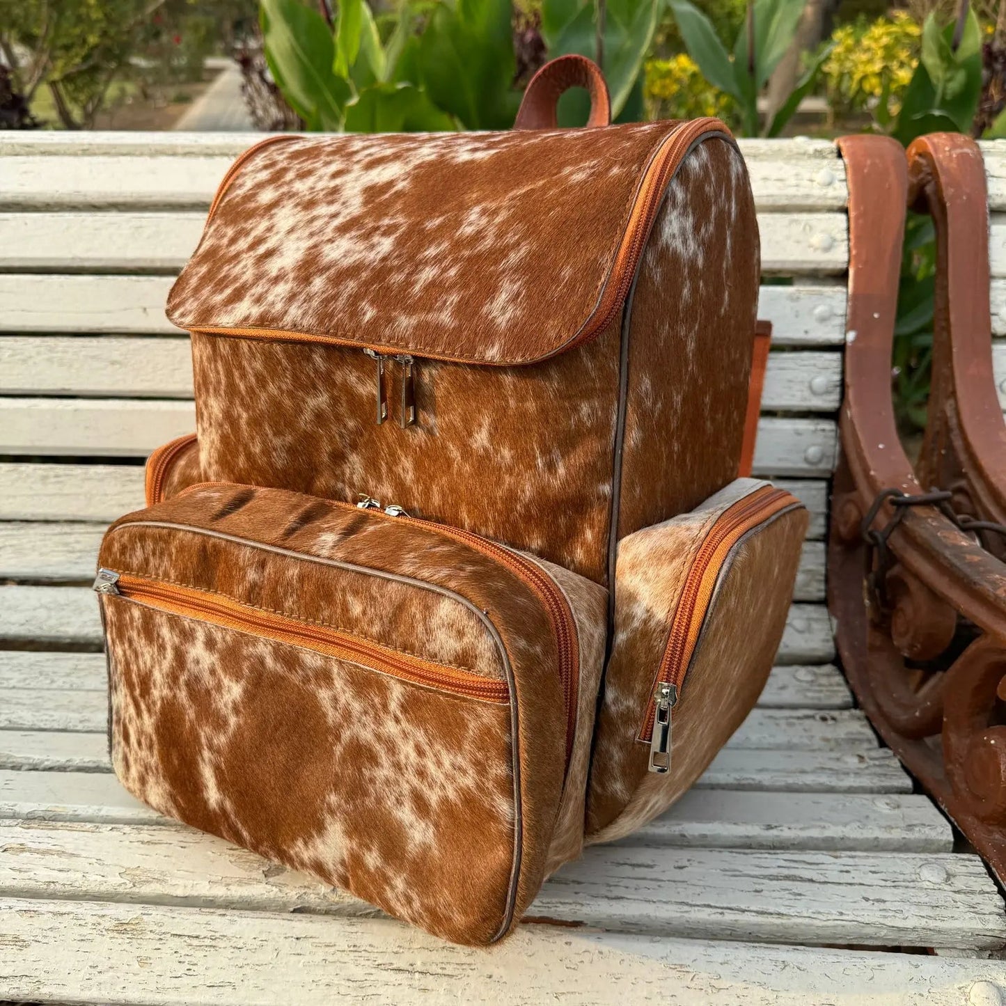 Western Handmade Cowhide Backpack | Real Leather Boho Travel Bag for Women | Custom Hair - On Cowhide Backpack | Handmade Leather Western Bag for Everyday Adventures - Cowhide Kingdom