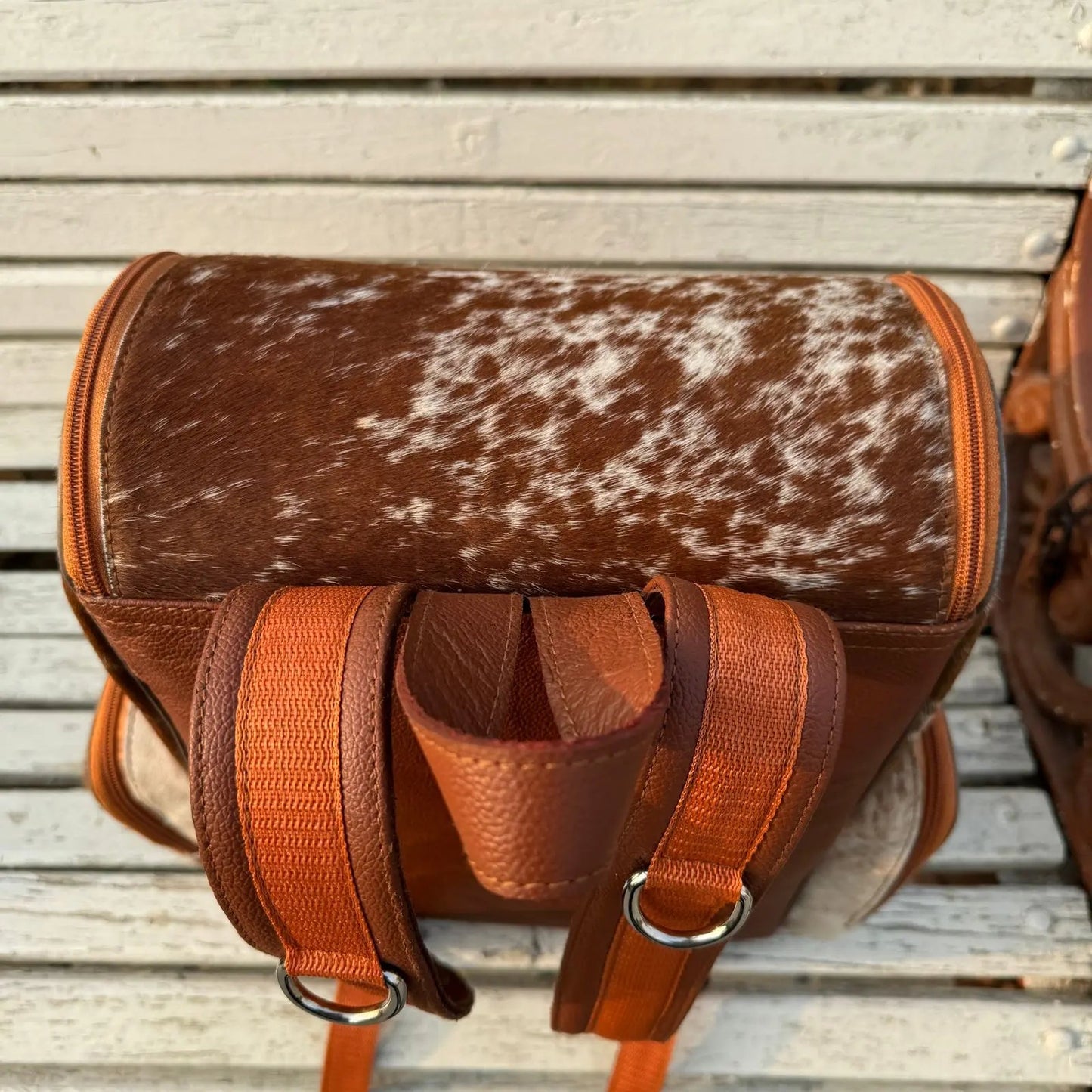 Western Handmade Cowhide Backpack | Real Leather Boho Travel Bag for Women | Custom Hair - On Cowhide Backpack | Handmade Leather Western Bag for Everyday Adventures - Cowhide Kingdom